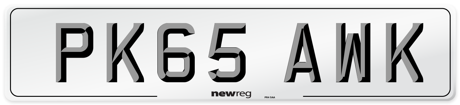 PK65 AWK Number Plate from New Reg